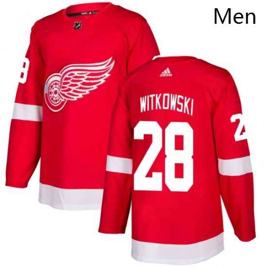 Mens Adidas Detroit Red Wings 28 Luke Witkowski Premier Red Home NHL Jersey